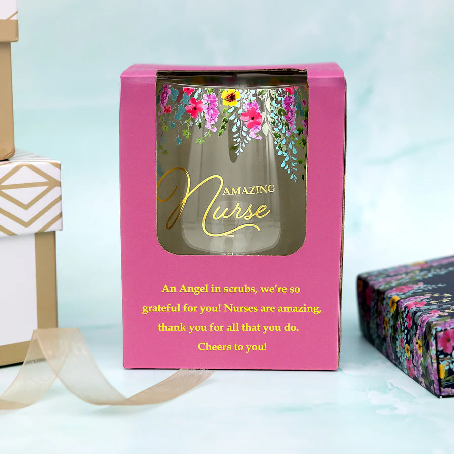 Boxed Wine Glass - Amazing Nurse