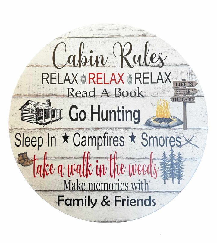 15" Round Sign | Cabin Rules