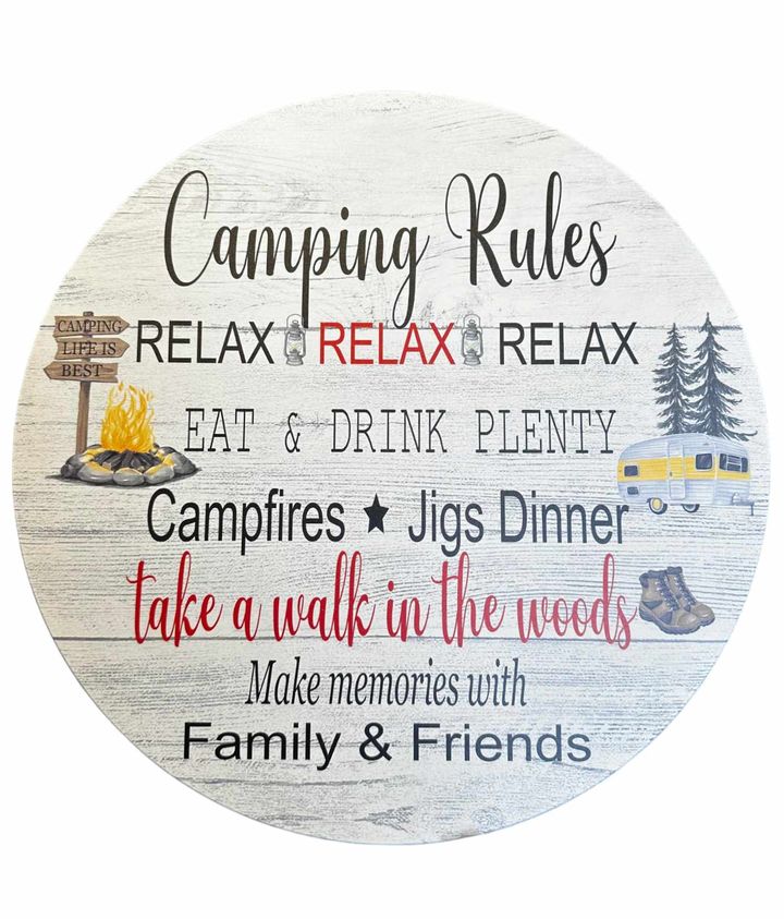 15" Round Sign | Camping Rules