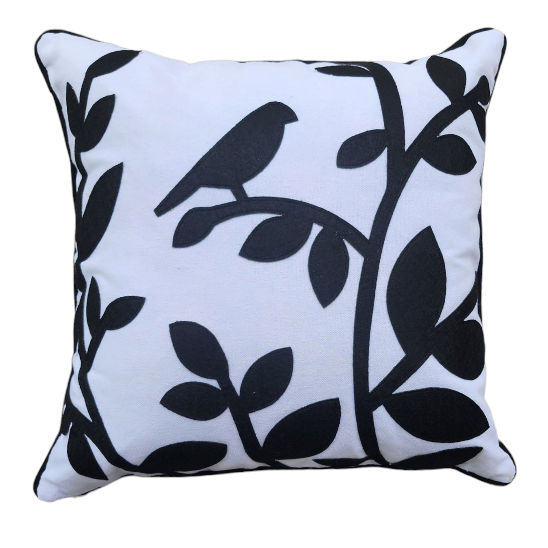 Black Bird On Bench - Pillow
