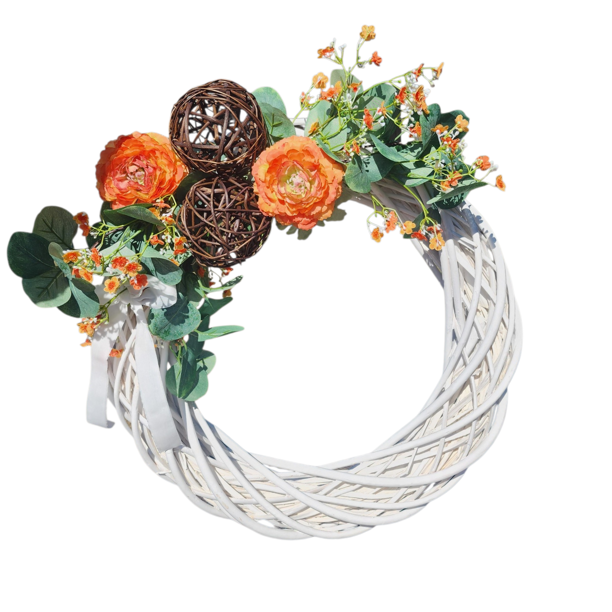Decorative Wreath With Orange Florals