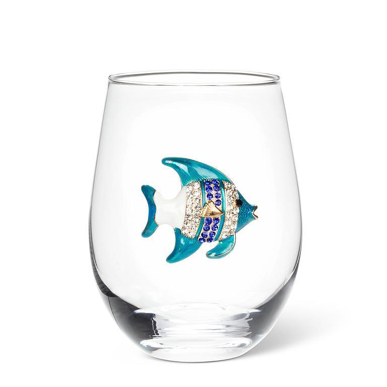 Stemless Wine Glass with Jewel Fish