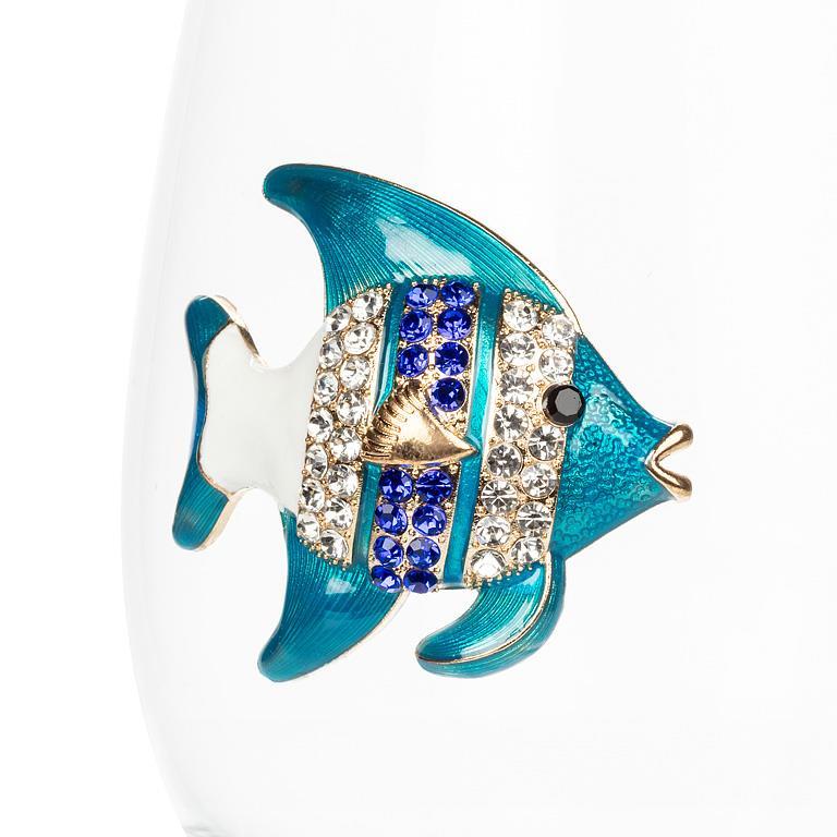 Stemless Wine Glass with Jewel Fish