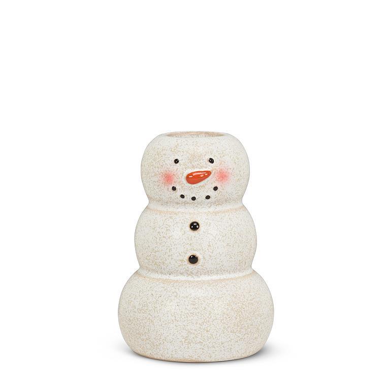 Happy Snowman Taper Holder 3.5"