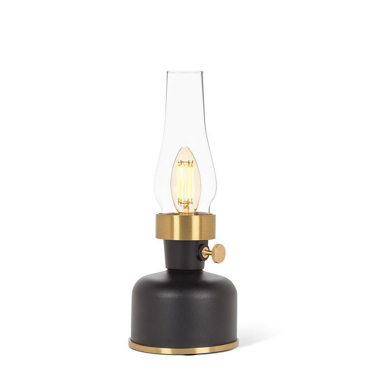 Small Lantern LED Lamp with Chimney- Black 9"