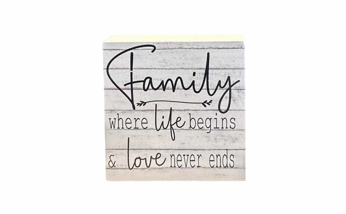 3"x3" Block | Family Where Life Begins & Love Never Ends