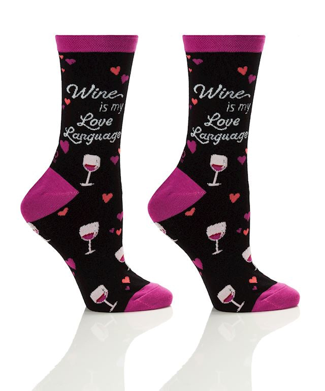 Women's Crew Sock, Wine Love Language