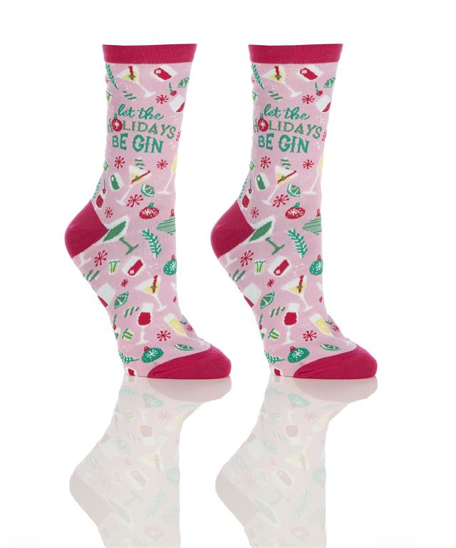 Women's Crew Sock, Let the Holidays Be Gin