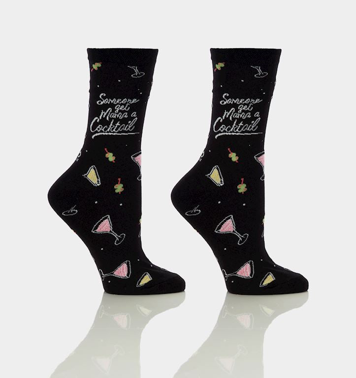 Women's Crew Sock, Get Mama A Cocktail