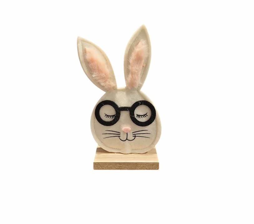 6" Felt Bunny With Glasses