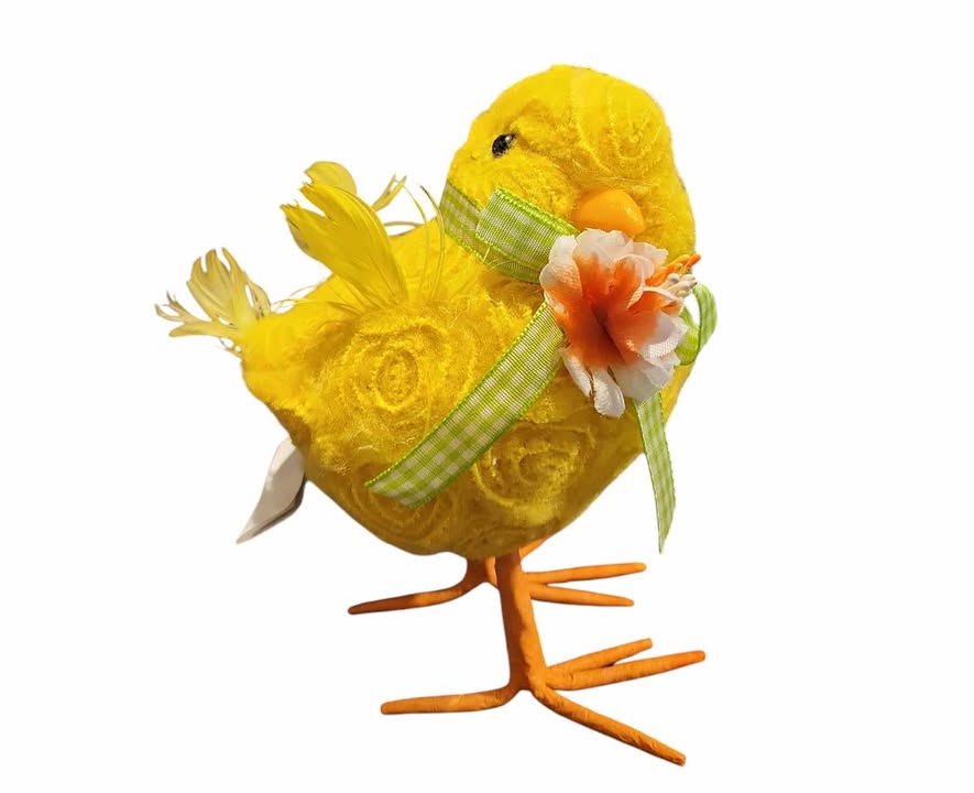 5.5" Yellow Chick With Flower