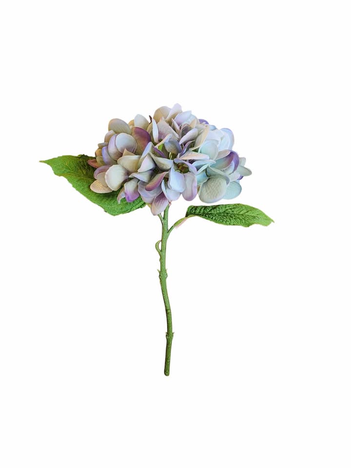 13" Real Touch Hydrangea Stem - Green / Purple