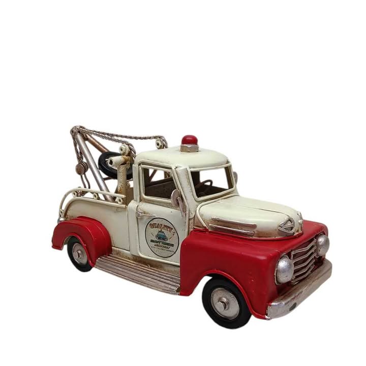 White & Red Metal Tow Truck