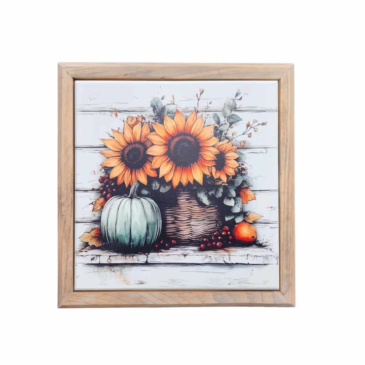 10.5x10.5 Framed Sunflowers In Basket