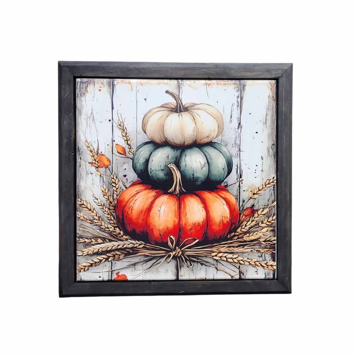 10.5x10.5 Framed Stacked Pumpkins