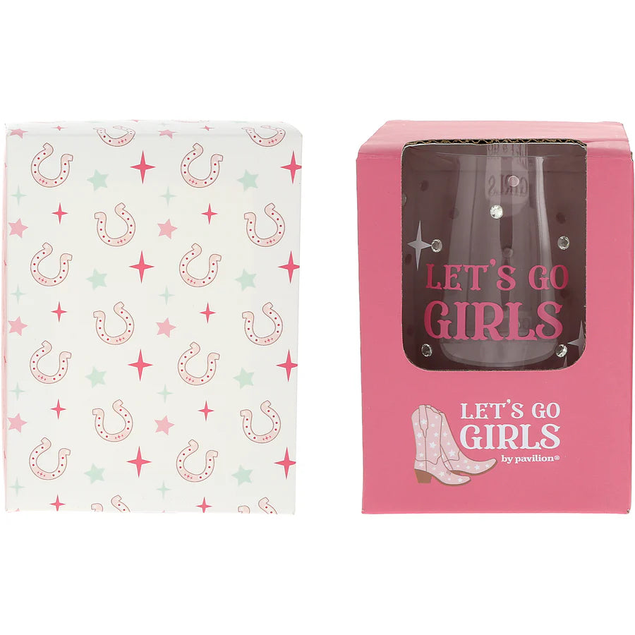 Lets Go Girls - Gift Boxed 18 oz Stemless Wine Glass