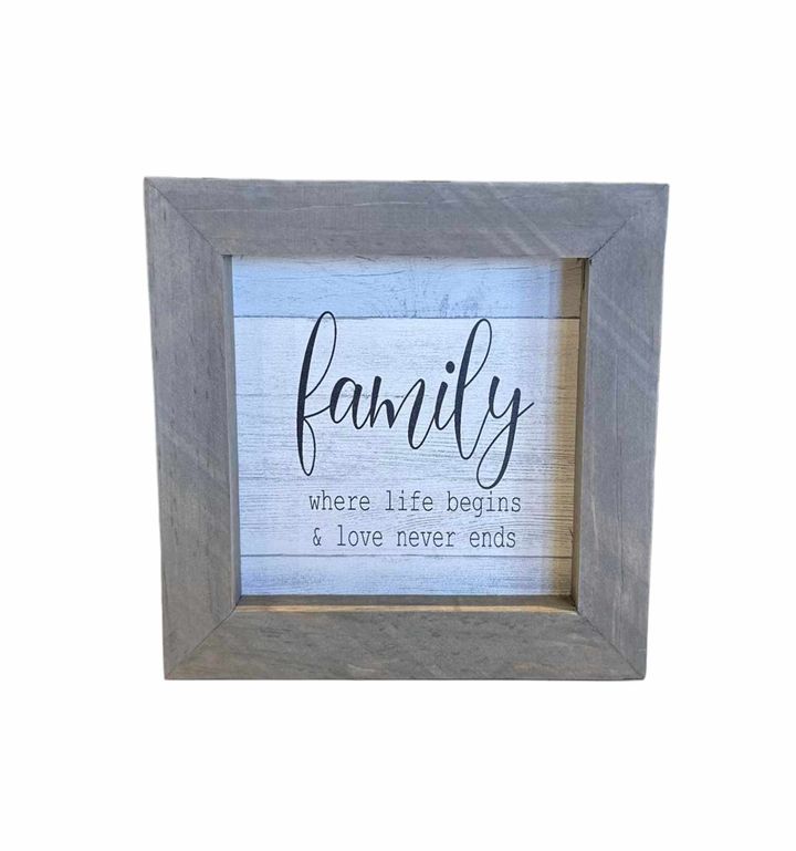 5"x5" Framed Sign | Family, Where Life Begins & Love Never Ends