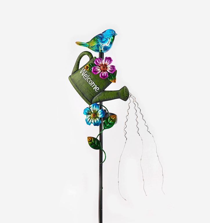 Solar Watering Can Garden Stake