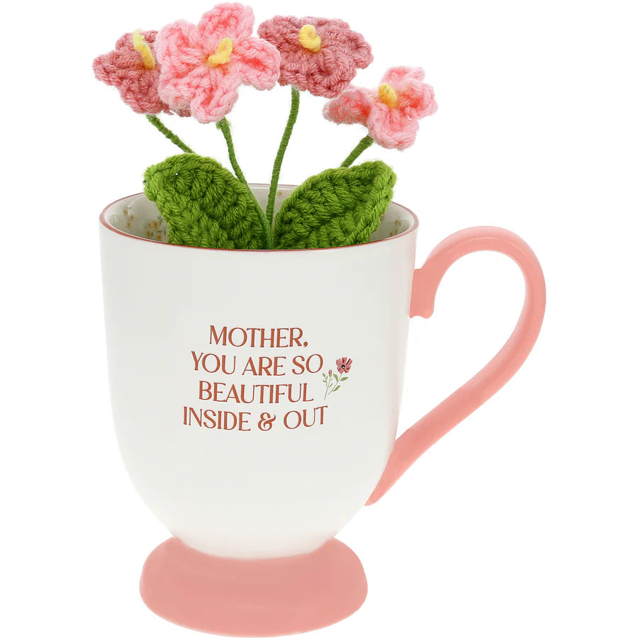 Mother - 13oz Mug with Crocheted Flower