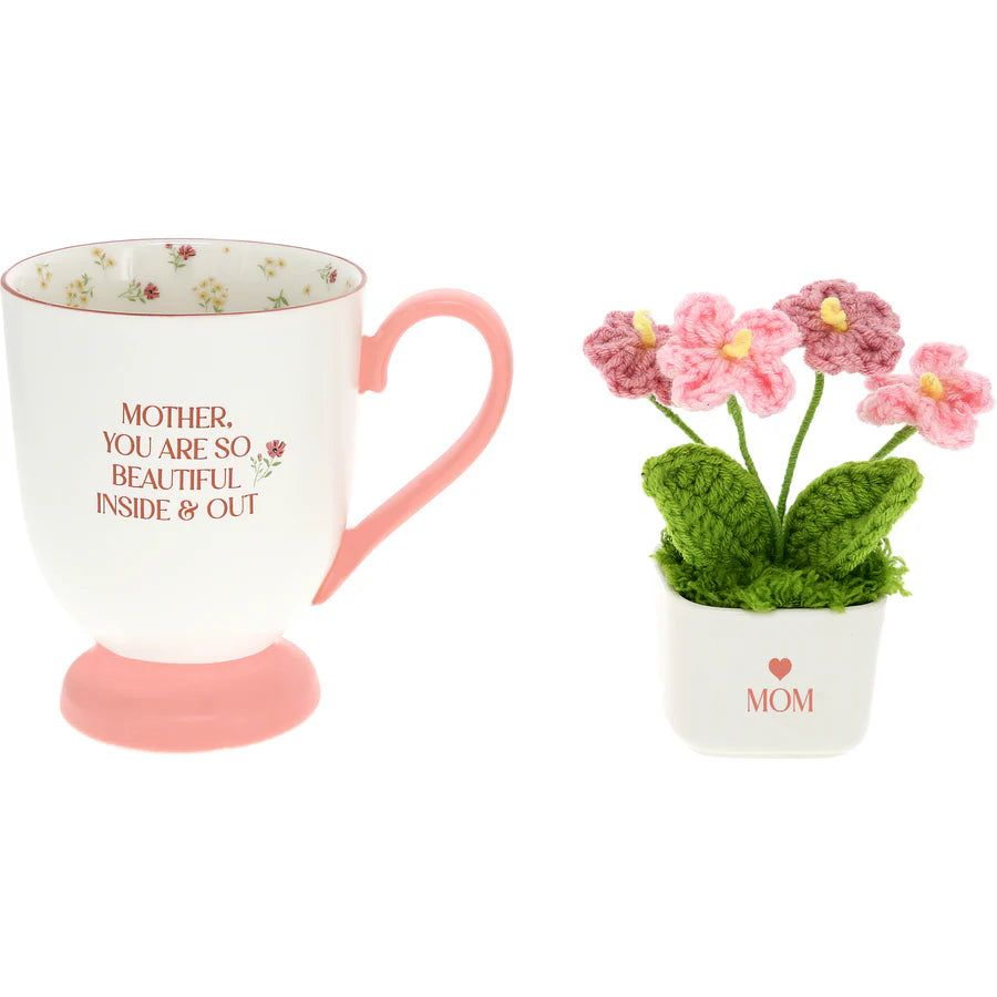 Mother - 13oz Mug with Crocheted Flower