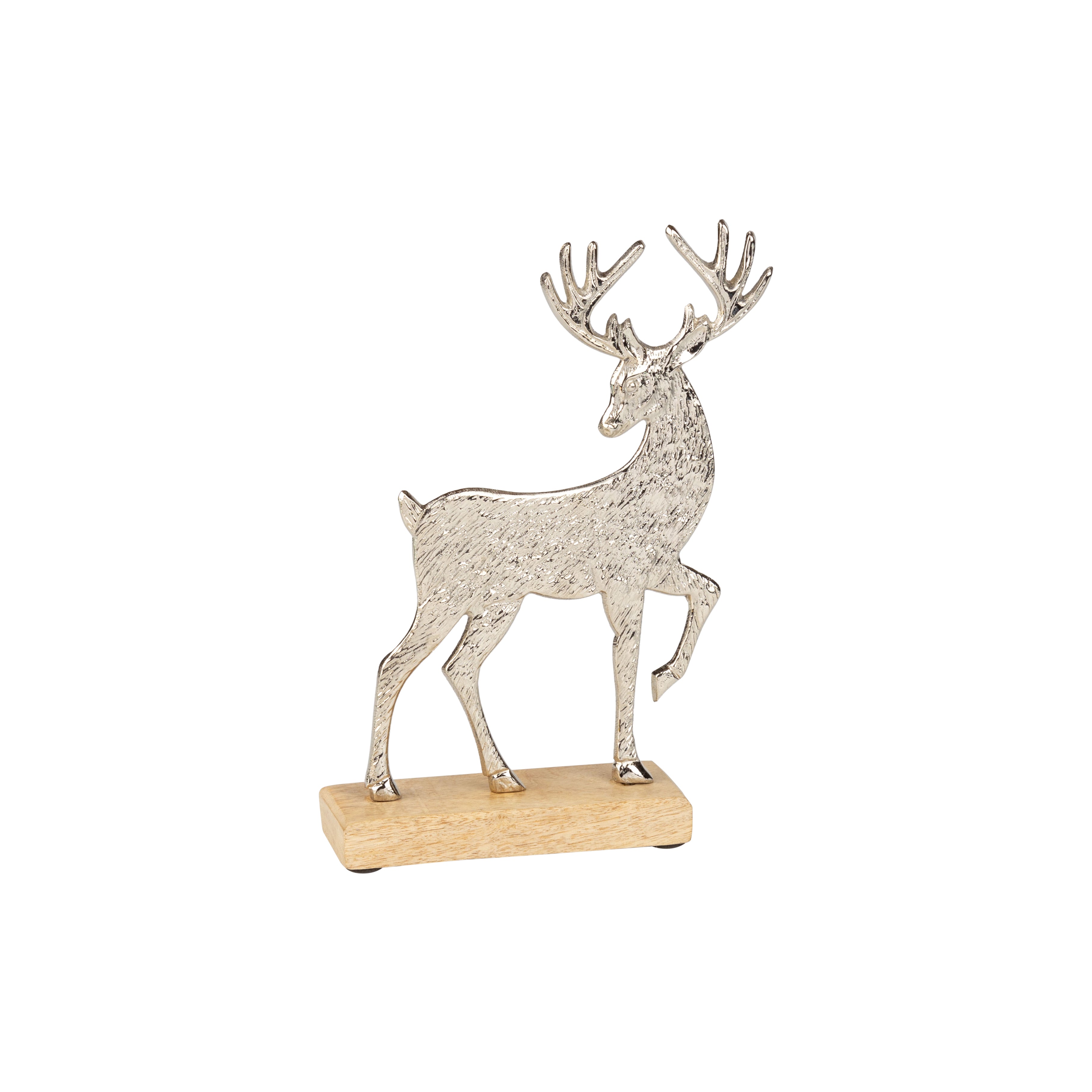 Silver Stag On Wood Base