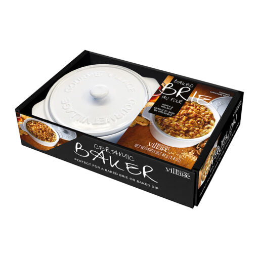 White Ceramic Baker With Maple Walnut Brie Topping