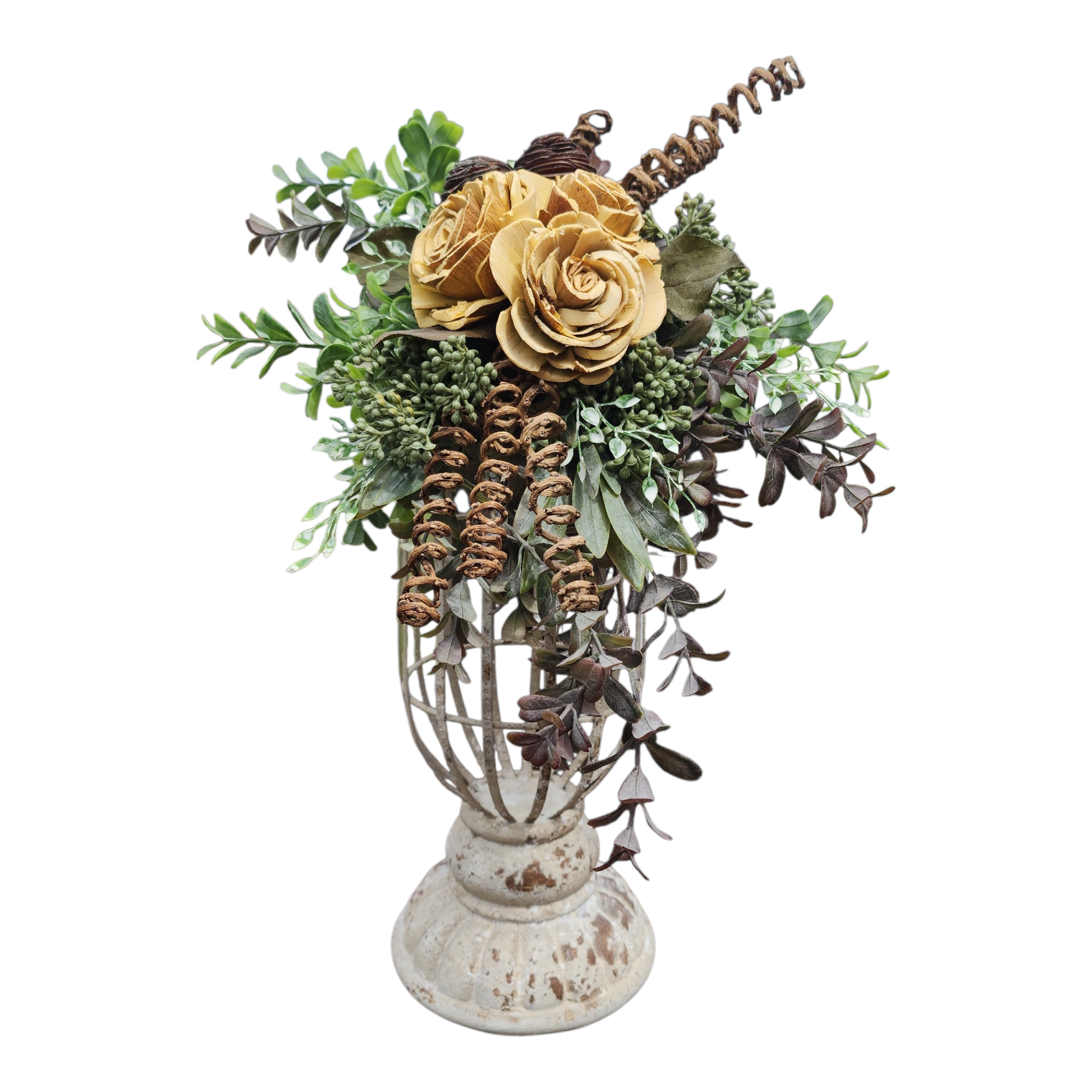 Floral Arrangement Cage with Yellow Florals