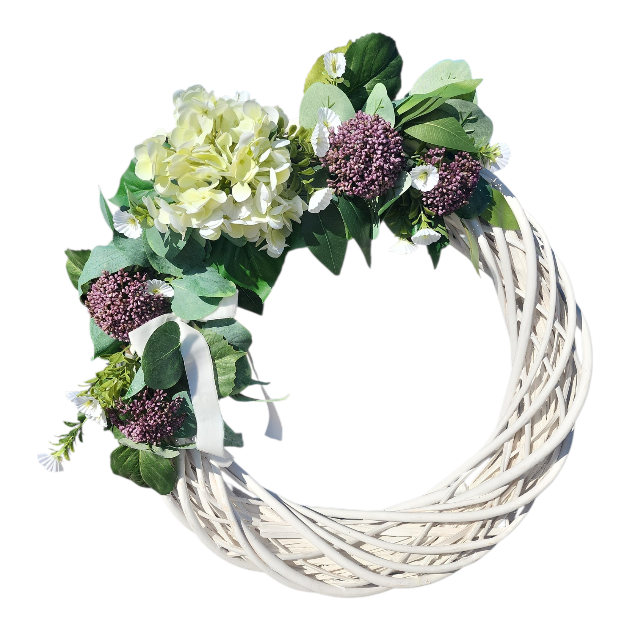 Decorative Wreath With Purple and Green Florals