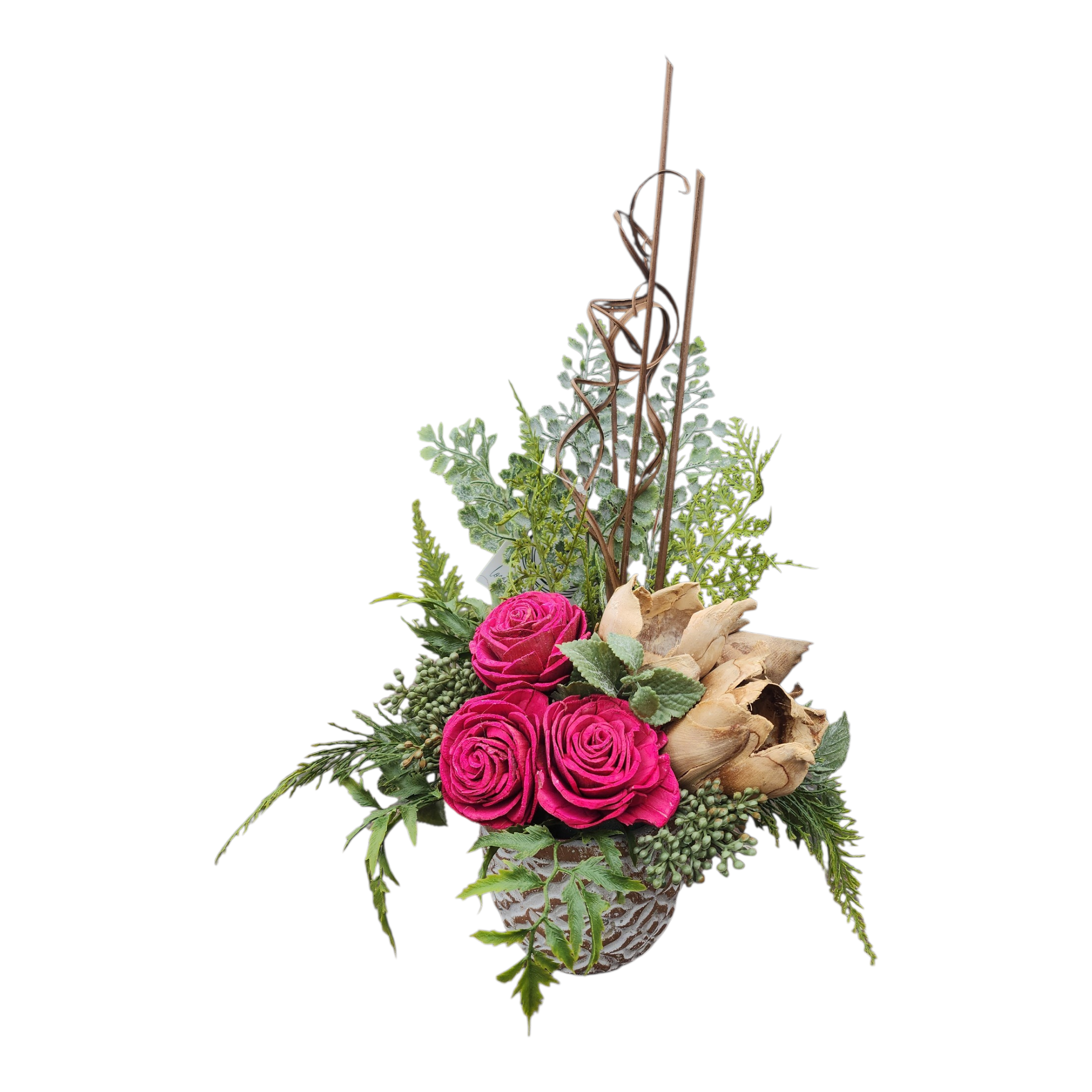 Floral Arrangement in Pot with Hot Pink Florals