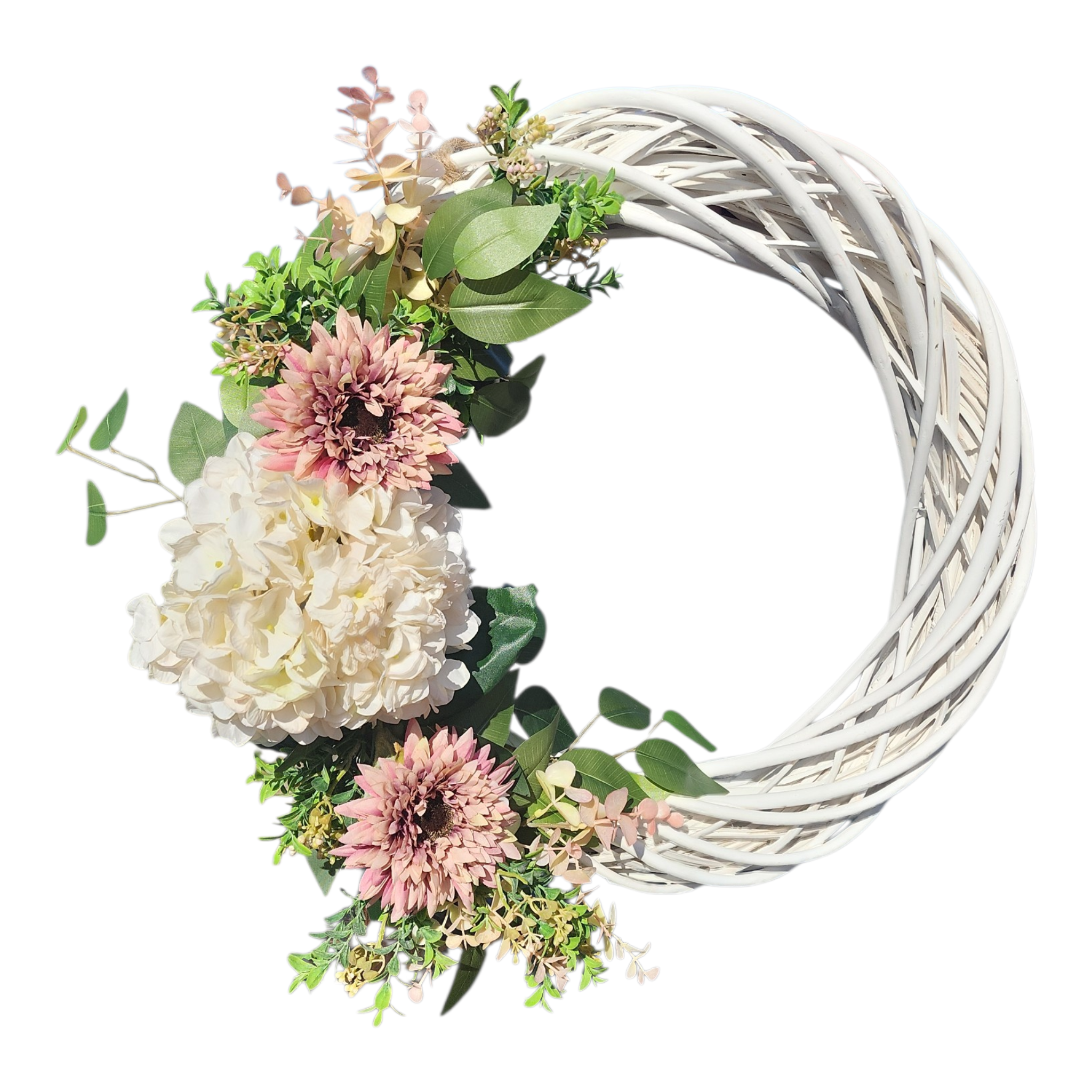Decorative Wreath With Cream and Pink Florals