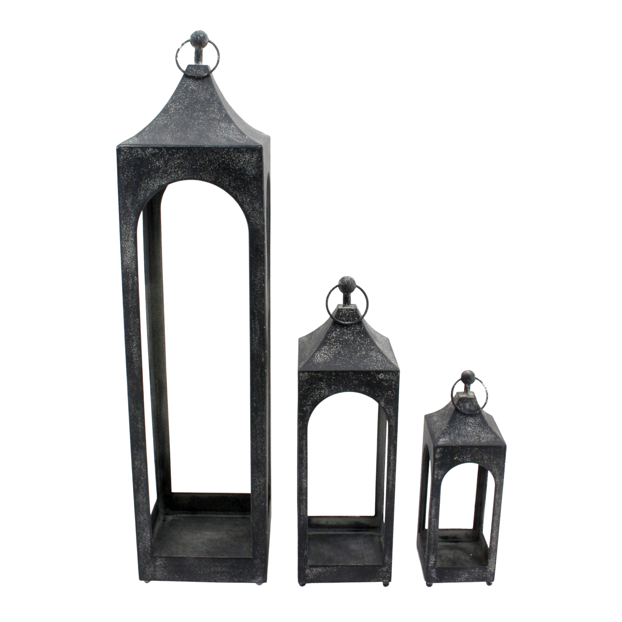 Black Metal Lantern Sand Finish