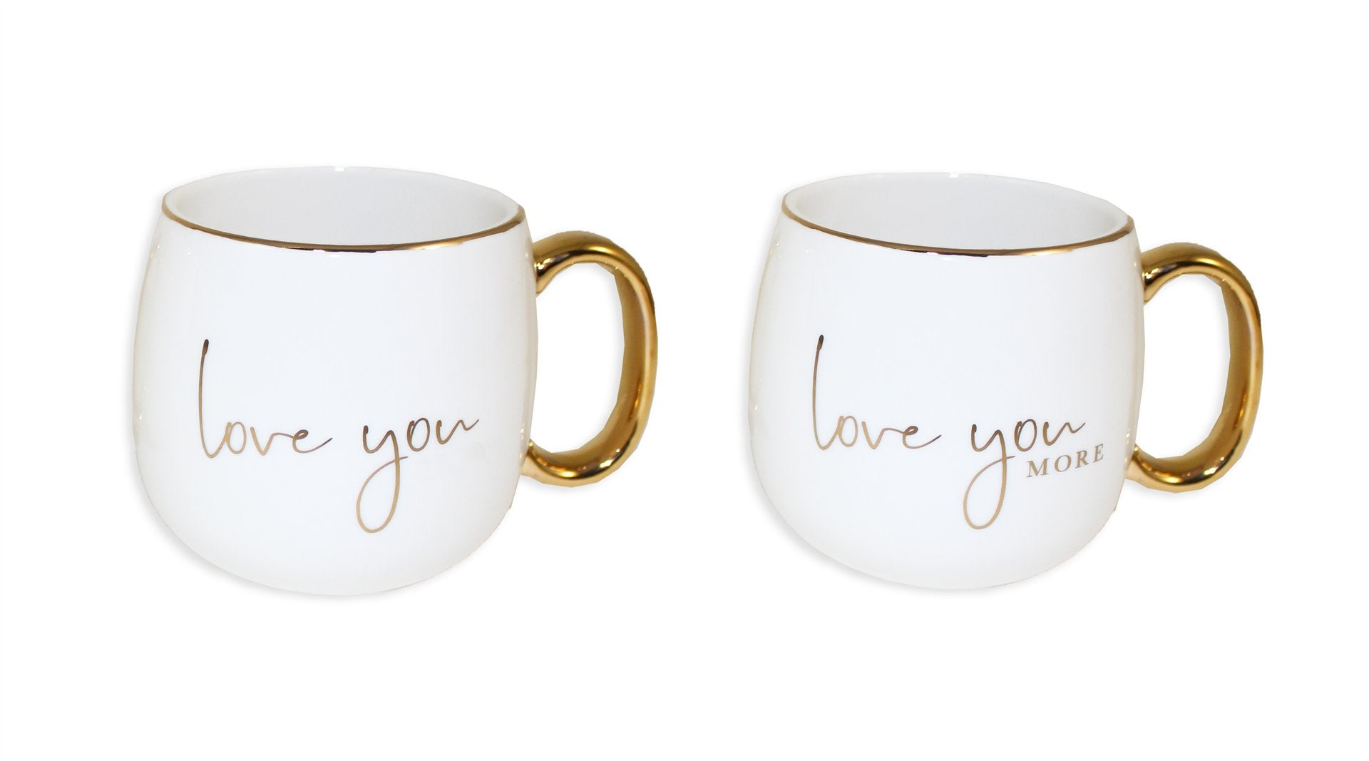 2pc Wedding Mug with Gold Handle.