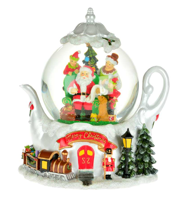 Teapot Waterglobe With Santa