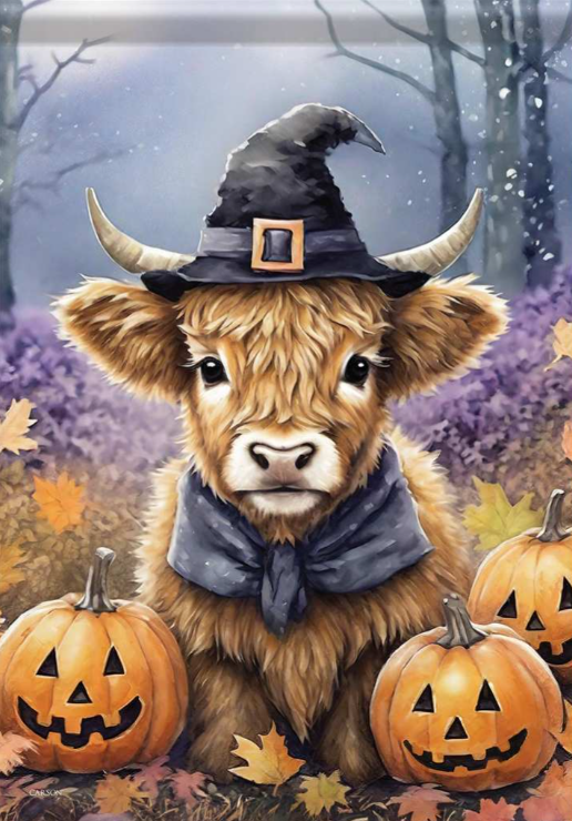 Pumpkin Cow Large Flag