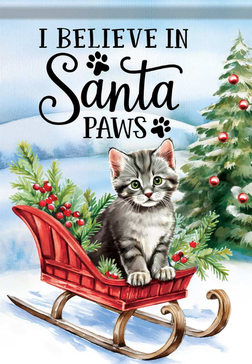 Christmas Kitten Large Flag