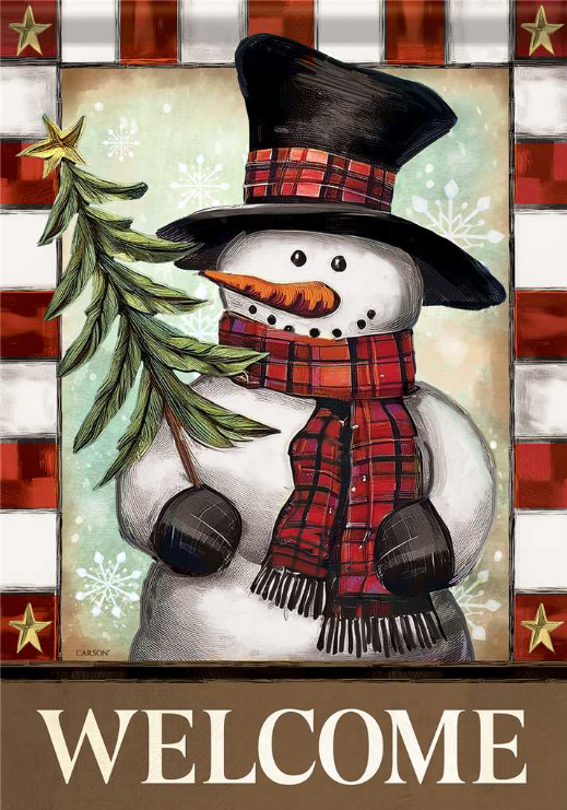 Welcome Snowman Large Flag