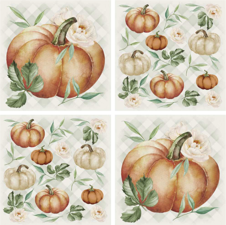 4 Piece Fall Pumpkin Coasters