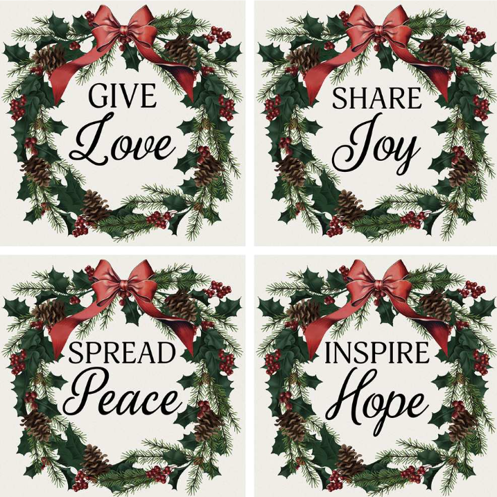 4 Piece Wreath Coasters