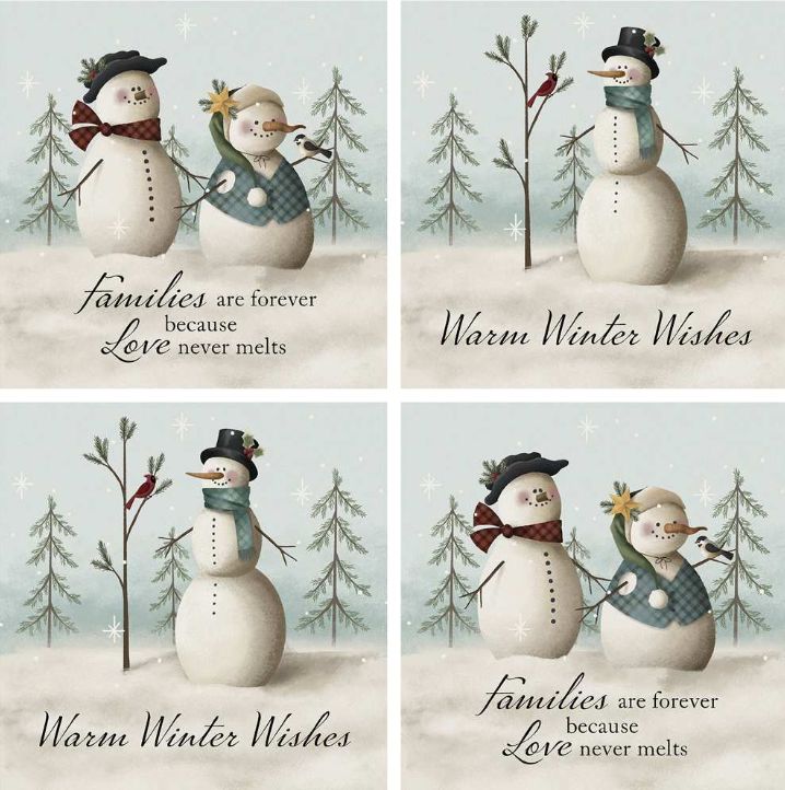 4 Piece Snowman Coasters