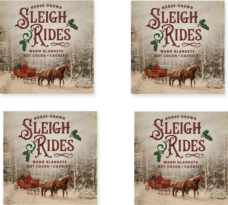 4 Piece Sleigh Ride Coasters