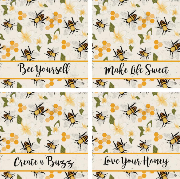 4 Piece Bumblebee Coasters
