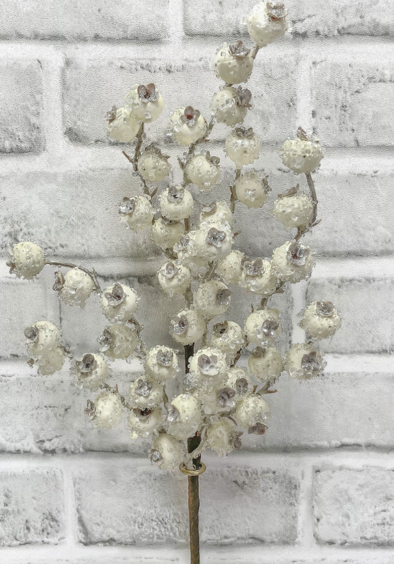17" Cream Iced Berries Spray