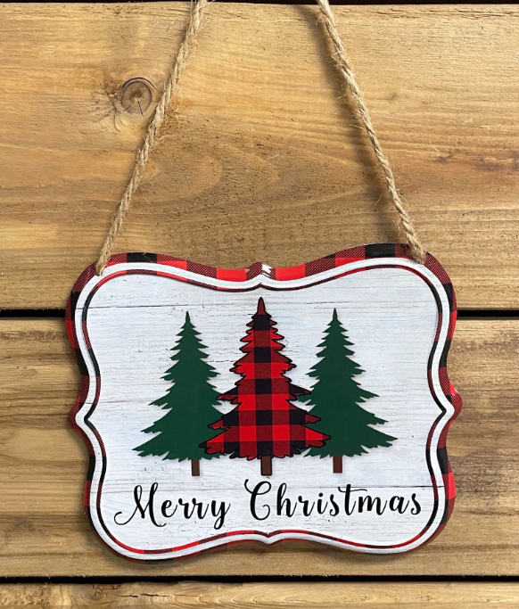 Merry Christmas With Trees Sign