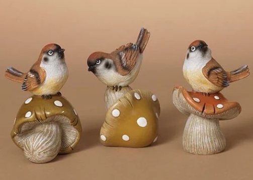 Resin Mushroom With Bird