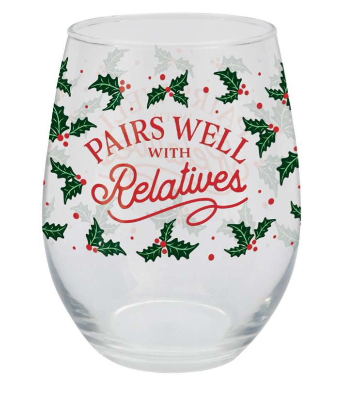 Pairs Well With Relatives Wine Glass