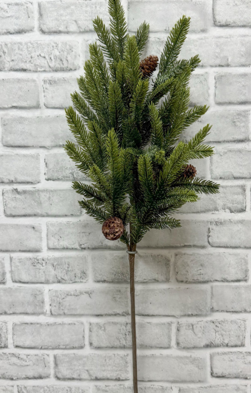 30.5" Real Touch Spruce Spray With Pine Cones