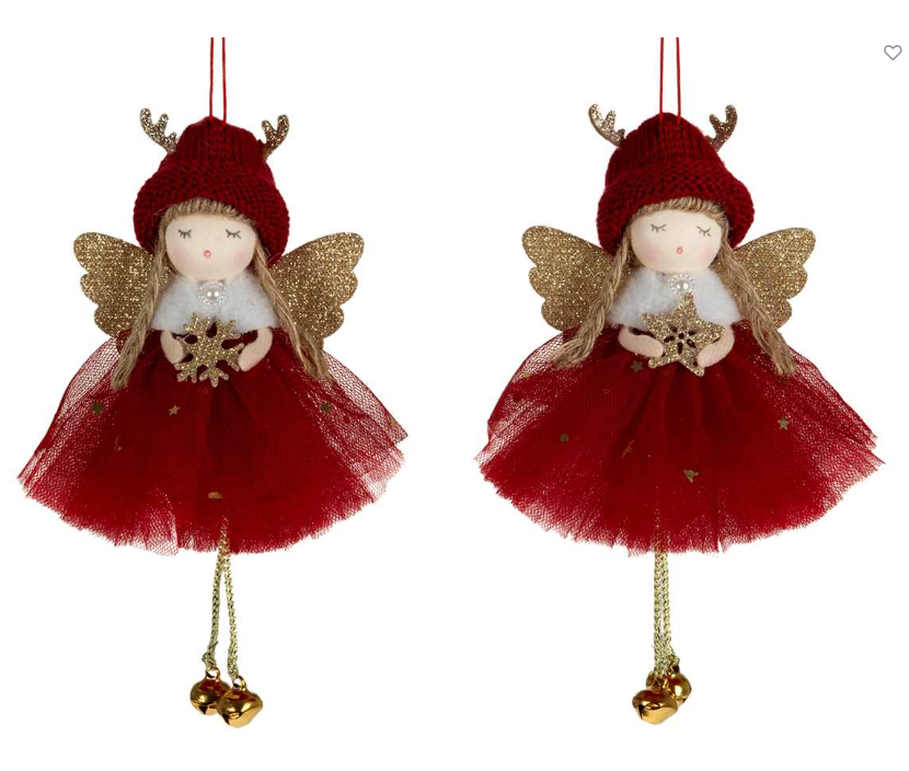 Burgundy and Gold Angel Ornament