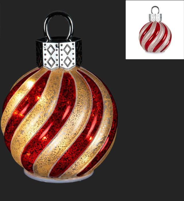 6" Red and White Rotating Ball With LED