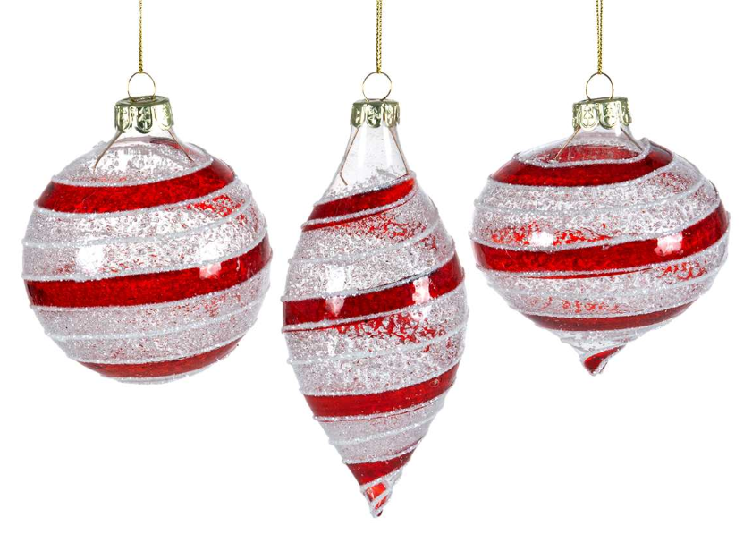 Red and Clear Frosted Swirl Ornament