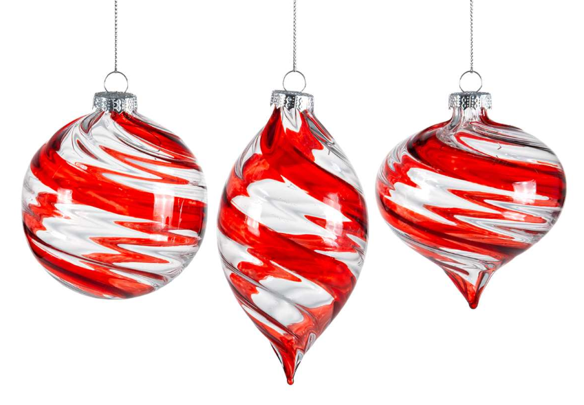 Red & Clear Swirl Ornaments